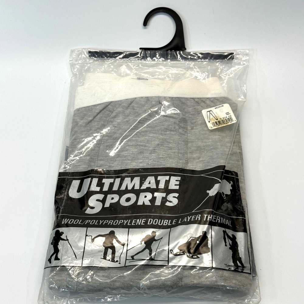 Vintage Ultimate Sports‎ Double Layer Thermal Pants Men Medium Gray Wool Kmart